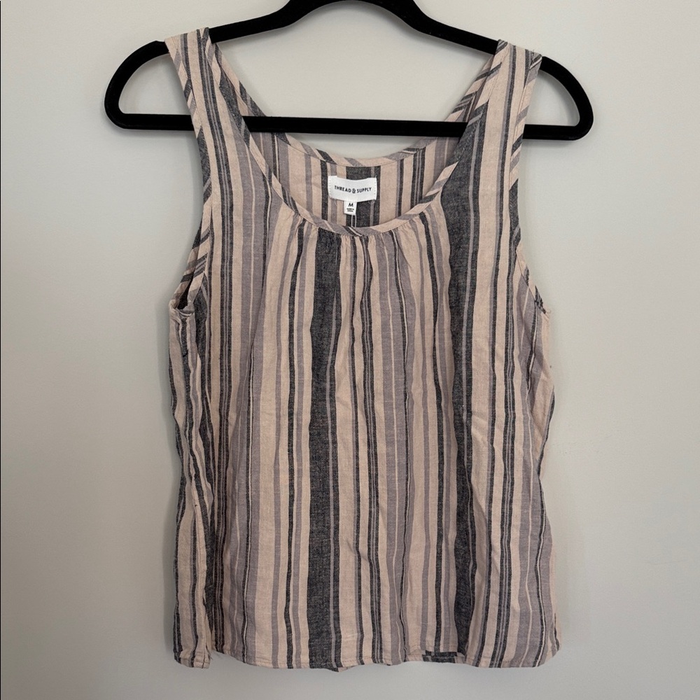 Thread & Supply Black and Cream Striped Tank Top